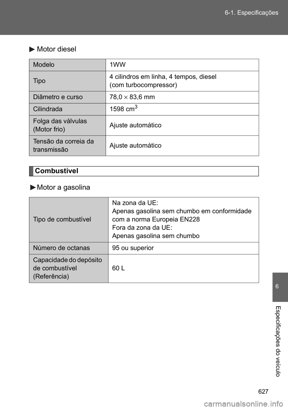 TOYOTA VERSO 2017  Manual de utilização (in Portuguese) ��� ������(�V�S�H�F�L�I�L�F�D�o�}�H�V
�
�(�V�S�H�F�L�I�L�F�D�o�}�H�V��G�R��Y�H�t�F�X�O�R
�0�R�W�R�U��G�L�H�V�H�O
�&�R�P�E�X�V�W�t�Y�H�O
�0�R�W�R�U��D��J�D�V�R�O�L�Q�D
�0�R�G�H�O�R� ��: