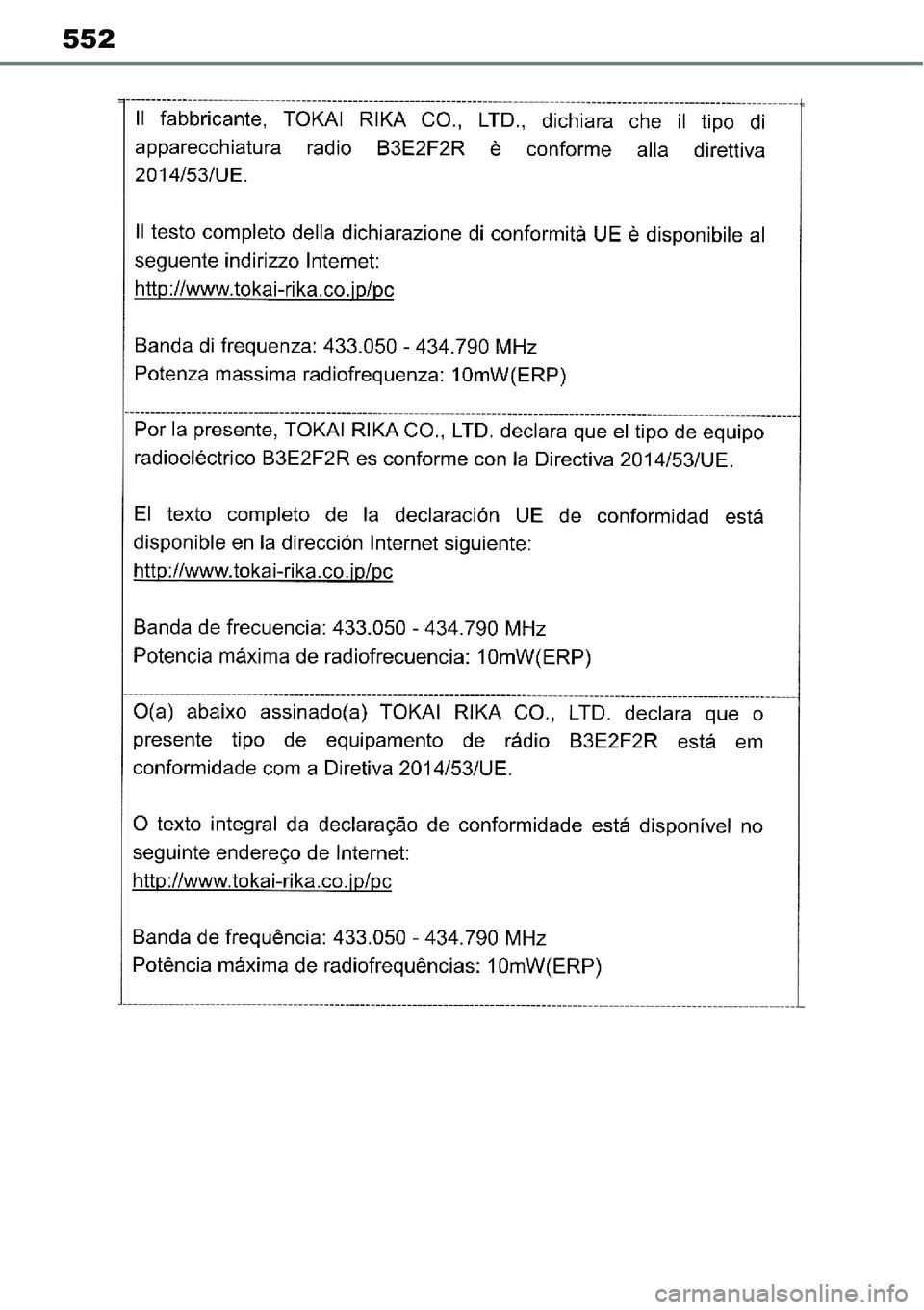 TOYOTA YARIS CROSS 2022 Manual de utilização (in Portuguese) 552 TOYOTA YARIS CROSS 2022 Manual de utilização (in Portuguese) 552