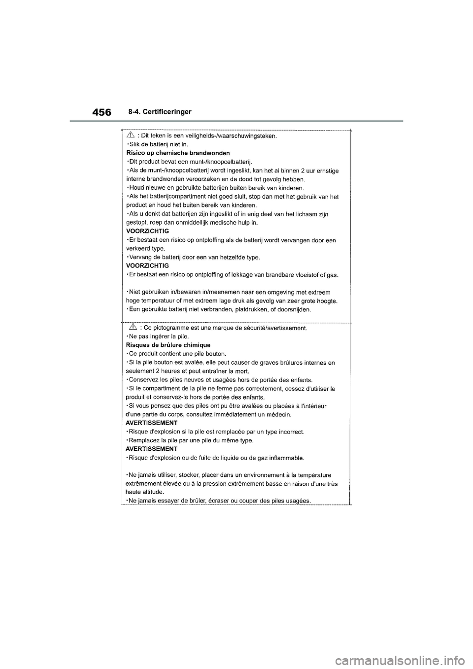 TOYOTA YARIS HATCHBACK 2021  Brugsanvisning (in Danish) 456
YARIS(HB) Owners Manual_Europe_MK0001_da
8-4. Certificeringer
YARIS(HB)_OM_Europe_OMK0001DK.book  Page 456  Tuesday, March 2, 2021  9:30 AM 