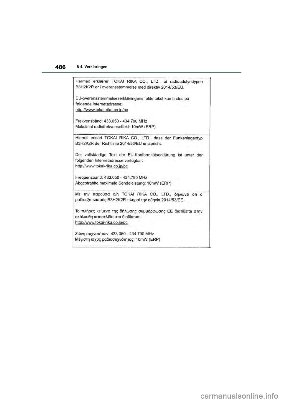 TOYOTA YARIS HATCHBACK 2021  Instructieboekje (in Dutch) 486
YARIS(HB) handleiding_Europa_MK0001_nl
8-4. Verklaringen
YARIS(HB)_OM_Europe_OMK0001E.book  Page 486  Thursday, March 12, 2020  9:10 AM 