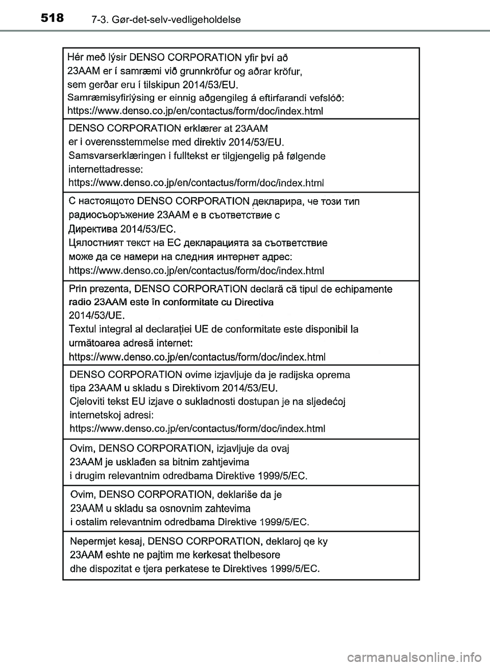 TOYOTA YARIS HATCHBACK 2019  Brugsanvisning (in Danish) 5187-3. Gør-det-selv-vedligeholdelse
YARIS_F_OM_Europe_OM52A54DK
OM52A54DK.book  Page 518  Friday, July 12, 2019  4:17 PM 