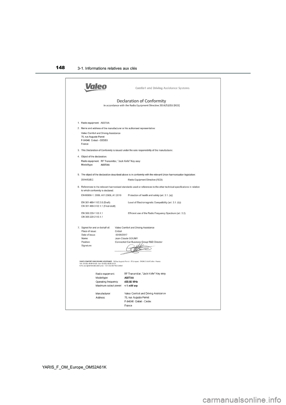 TOYOTA YARIS HATCHBACK 2019  Manuel du propriétaire (in French) 1483-1. Informations relatives aux clés
YARIS_F_OM_Europe_OM52A61K 