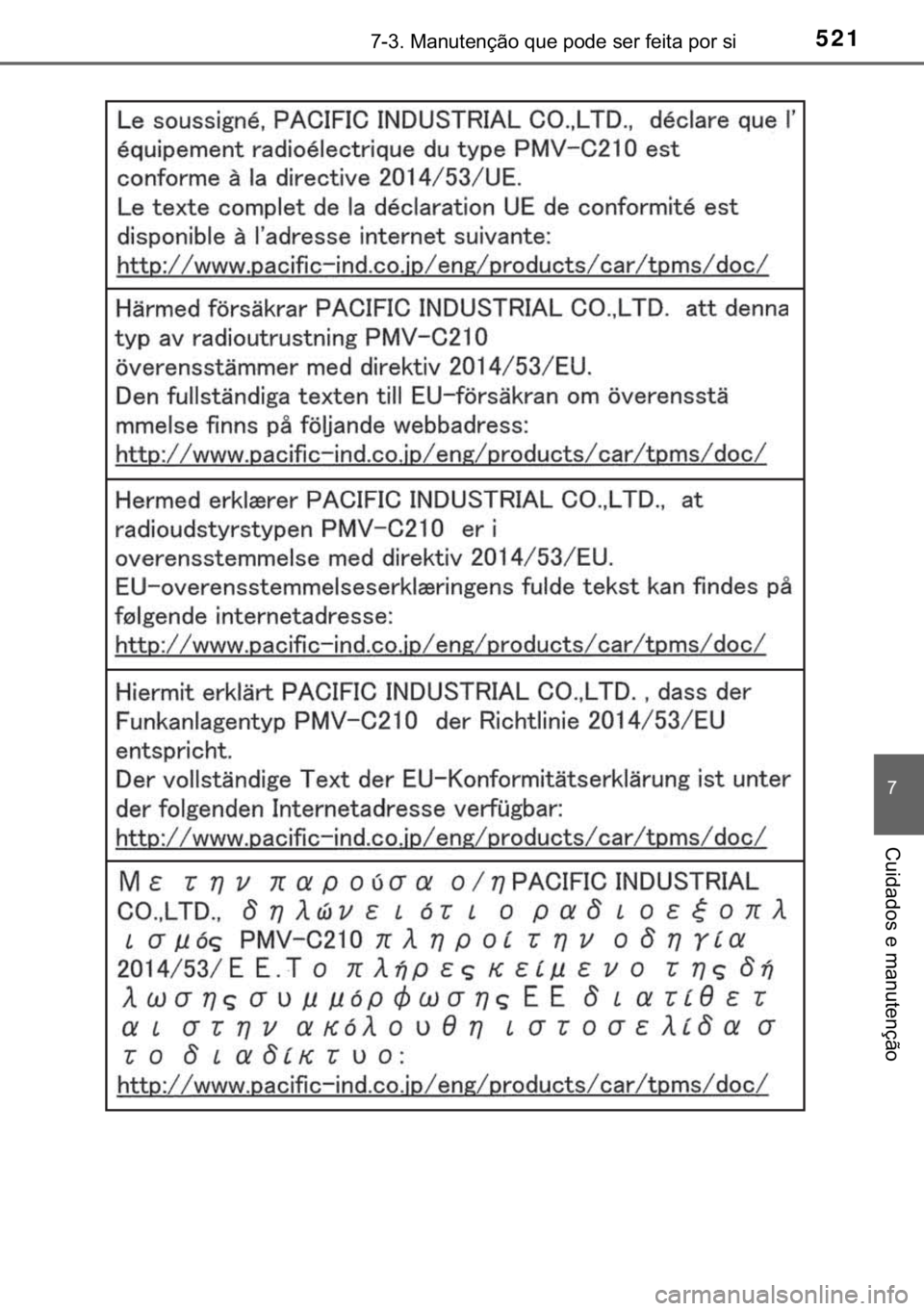 TOYOTA YARIS HATCHBACK 2019  Manual de utilização (in Portuguese) 521������0�D�Q�X�W�H�Q�o�m�R��T�X�H��S�R�G�H��V�H�U��I�H�L�W�D��S�R�U��V�L
�
�&�X�L�G�D�G�R�V��H��P�D�Q�X�W�H�Q�o�m�R 
