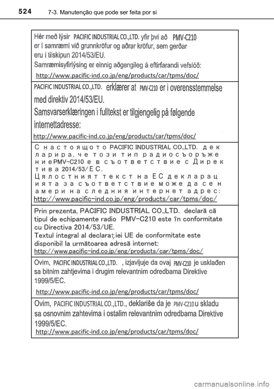 TOYOTA YARIS HATCHBACK 2019  Manual de utilização (in Portuguese) 524������0�D�Q�X�W�H�Q�o�m�R��T�X�H��S�R�G�H��V�H�U��I�H�L�W�D��S�R�U��V�L 