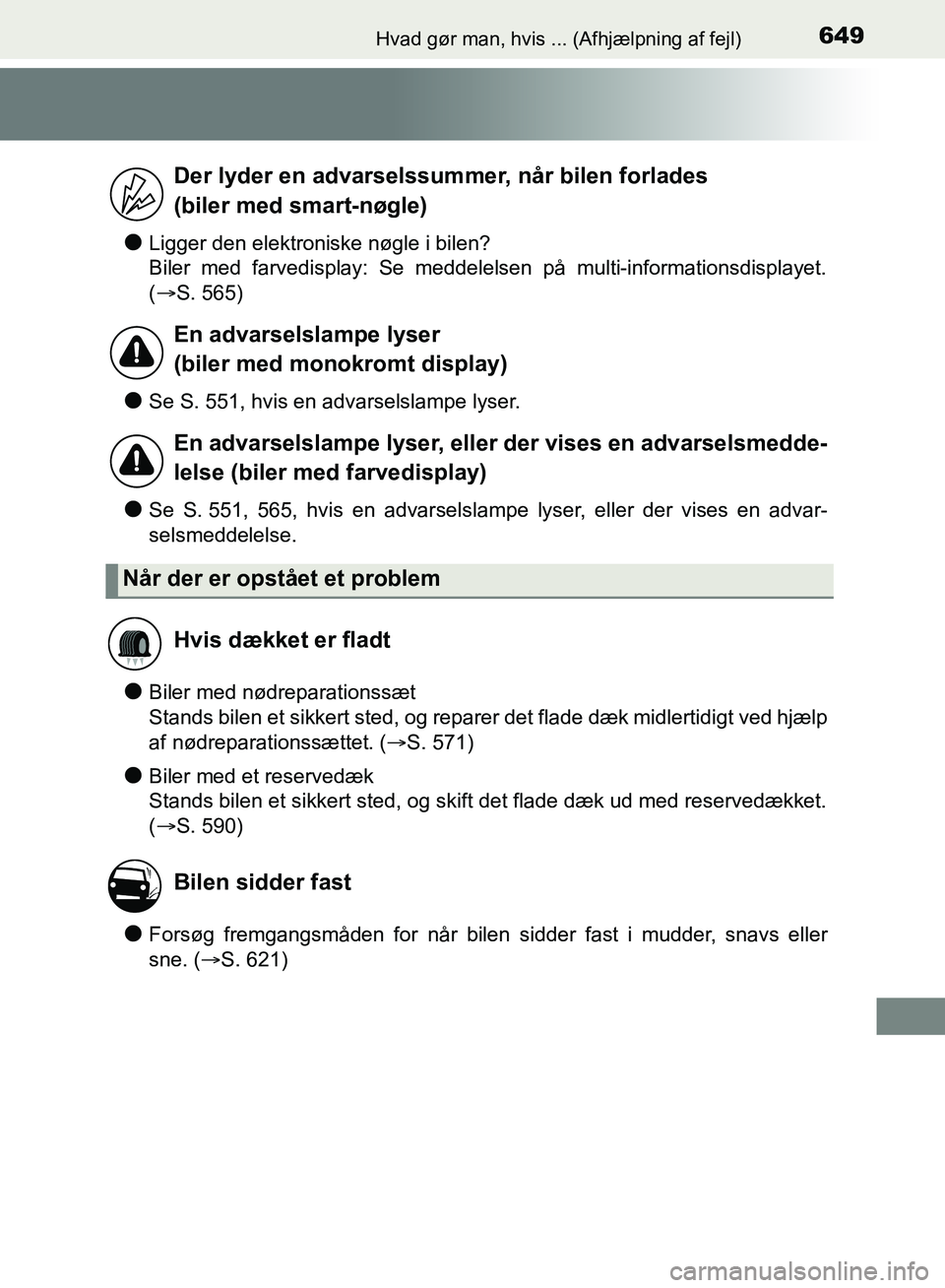TOYOTA YARIS HATCHBACK 2018 Brugsanvisning (in Danish) 649Hvad gør man, hvis ... (Afhjælpning af fejl)
YARIS_HV_OM_Europe_OM52C96DK
lLigger den elektroniske nøgle i bilen?
Biler med farvedisplay: Se meddelelsen på multi-informationsdisplayet.
(S. 5 TOYOTA YARIS HATCHBACK 2018 Brugsanvisning (in Danish) 649Hvad gør man, hvis ... (Afhjælpning af fejl)
YARIS_HV_OM_Europe_OM52C96DK
lLigger den elektroniske nøgle i bilen?
Biler med farvedisplay: Se meddelelsen på multi-informationsdisplayet.
(S. 5