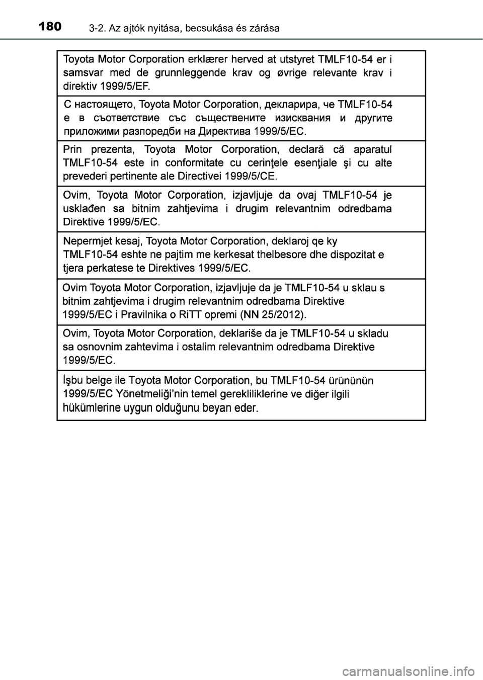 TOYOTA YARIS HATCHBACK 2018  Kezelési útmutató (in Hungarian) 1803-2. Az ajtók nyitása, becsukása és zárása 