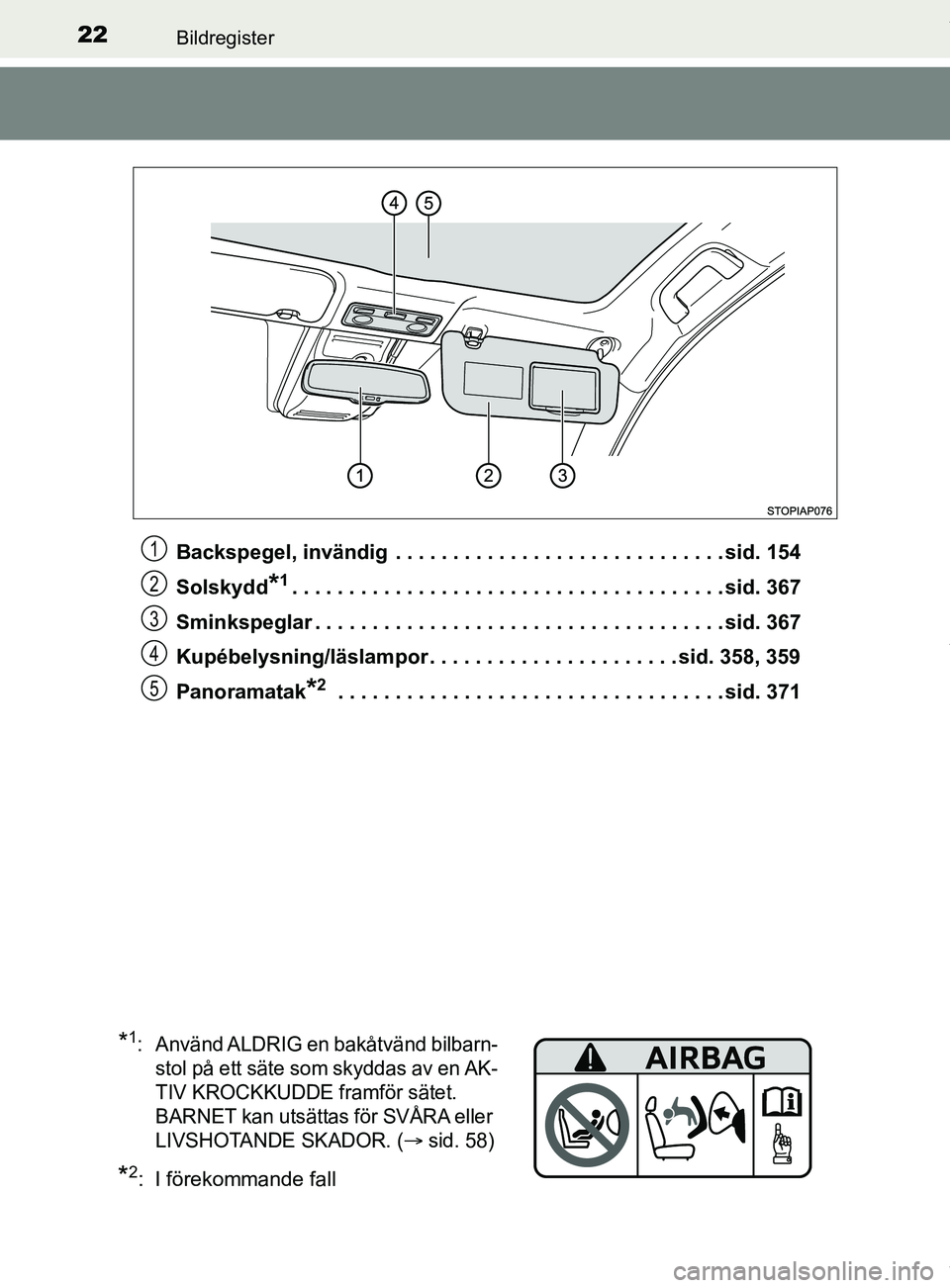 TOYOTA YARIS HATCHBACK 2018 Bruksanvisningar (in Swedish) 22Bildregister
YARIS_HV_OM_Europe_OM52C96SEBackspegel, invändig . . . . . . . . . . . . . . . . . . . . . . . . . . . . . sid. 154
Solskydd
*1. . . . . . . . . . . . . . . . . . . . . . . . . . . . TOYOTA YARIS HATCHBACK 2018 Bruksanvisningar (in Swedish) 22Bildregister
YARIS_HV_OM_Europe_OM52C96SEBackspegel, invändig . . . . . . . . . . . . . . . . . . . . . . . . . . . . . sid. 154
Solskydd
*1. . . . . . . . . . . . . . . . . . . . . . . . . . . .