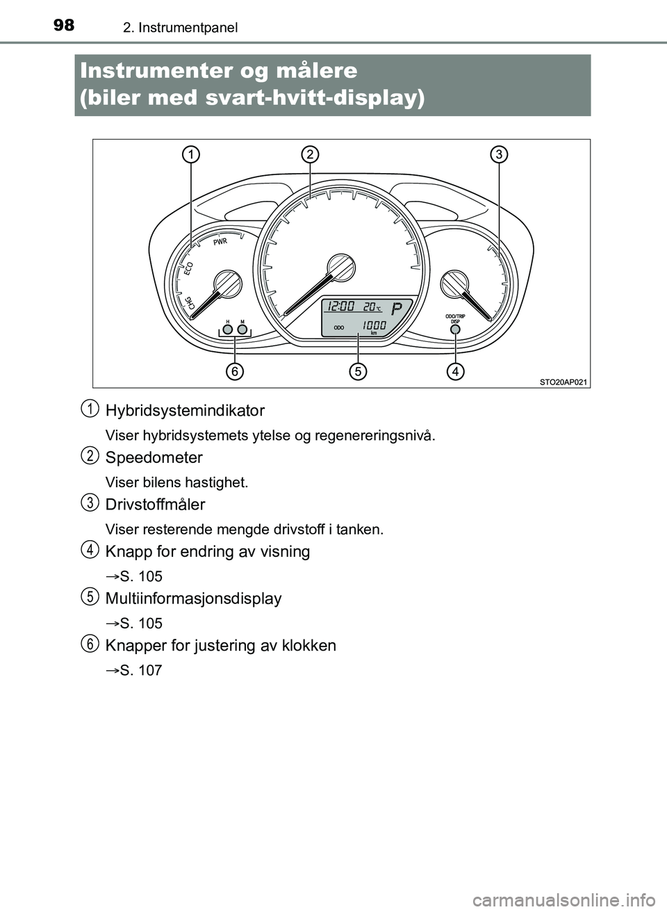 TOYOTA YARIS HATCHBACK 2017 Instruksjoner for bruk (in Norwegian) 982. Instrumentpanel
YARIS_HV_OM_Europe_OM52J66NO
Instrumenter og målere
(biler med svart-hvitt-display)
Hybridsystemindikator
Viser hybridsystemets ytelse og regenereringsnivå.
Speedometer
Viser b TOYOTA YARIS HATCHBACK 2017 Instruksjoner for bruk (in Norwegian) 982. Instrumentpanel
YARIS_HV_OM_Europe_OM52J66NO
Instrumenter og målere
(biler med svart-hvitt-display)
Hybridsystemindikator
Viser hybridsystemets ytelse og regenereringsnivå.
Speedometer
Viser b