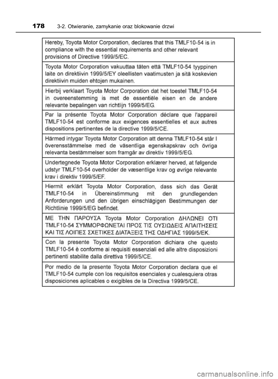 TOYOTA YARIS HATCHBACK 2017  Instrukcja obsługi (in Polish) 1783-2. Otwieranie, zamykanie oraz blokowanie drzwi
33 YARIS HV OM52J66E  10/2/17  11:09 AM  Page 178    (Black plate) 