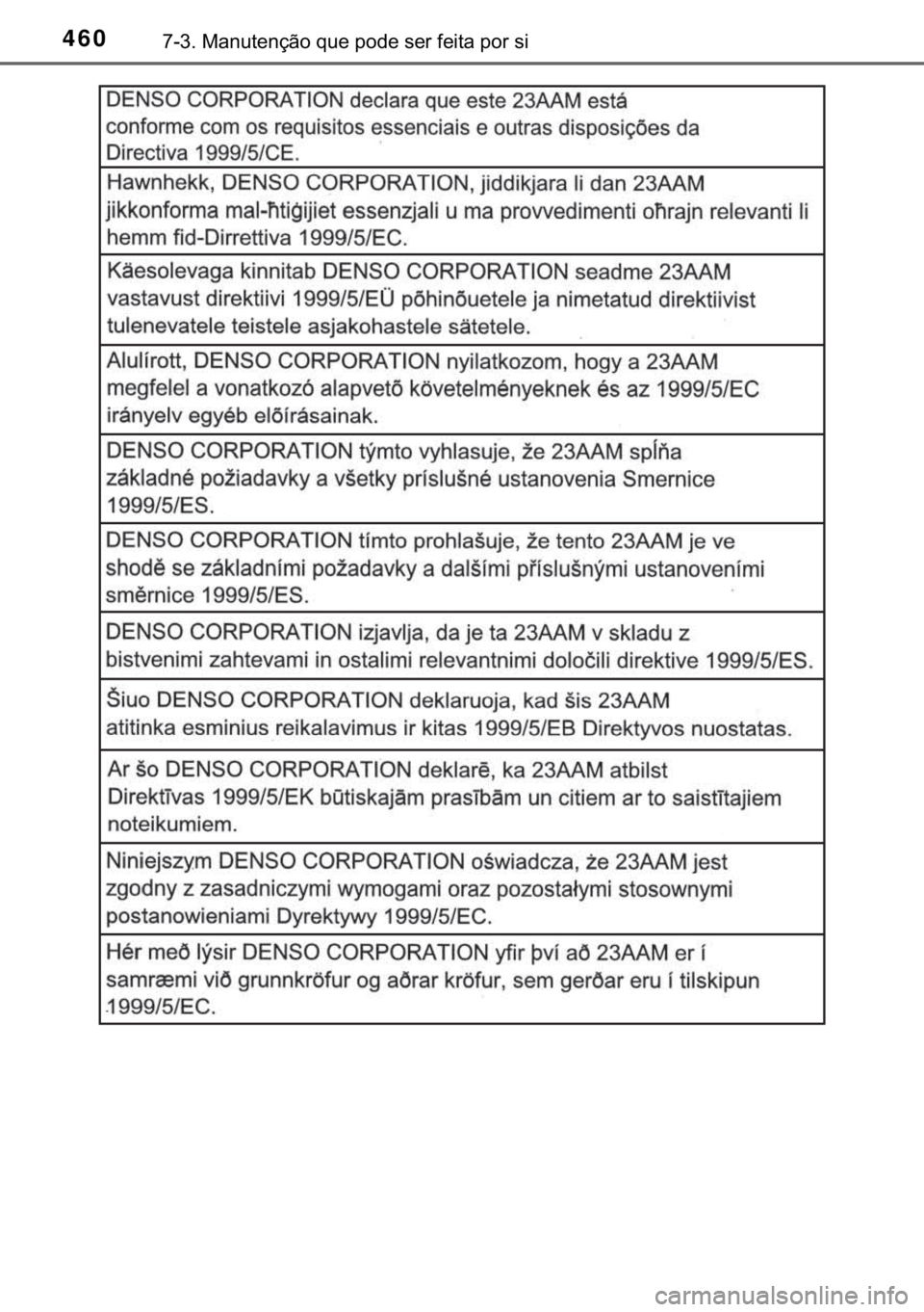 TOYOTA YARIS HATCHBACK 2017  Manual de utilização (in Portuguese) 460������0�D�Q�X�W�H�Q�o�m�R��T�X�H��S�R�G�H��V�H�U��I�H�L�W�D��S�R�U��V�L 