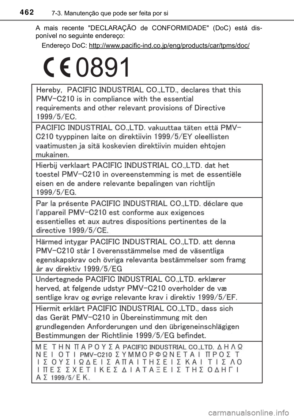 TOYOTA YARIS HATCHBACK 2017  Manual de utilização (in Portuguese) 462������0�D�Q�X�W�H�Q�o�m�R��T�X�H��S�R�G�H��V�H�U��I�H�L�W�D��S�R�U��V�L
�$� �P�D�L�V� �U�H�F�H�Q�W�H� ���(�&�/�$�5�$�d�
