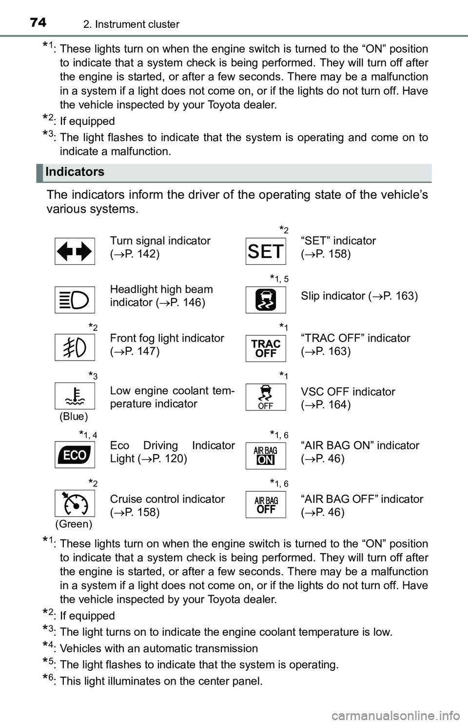 TOYOTA YARIS HATCHBACK 2016 Manual PDF 742. Instrument cluster
*1: These lights turn on when the engine switch is turned to the “ON” positionto indicate that a system check is being performed. They will turn off after
the engine is sta TOYOTA YARIS HATCHBACK 2016 Manual PDF 742. Instrument cluster
*1: These lights turn on when the engine switch is turned to the “ON” positionto indicate that a system check is being performed. They will turn off after
the engine is sta