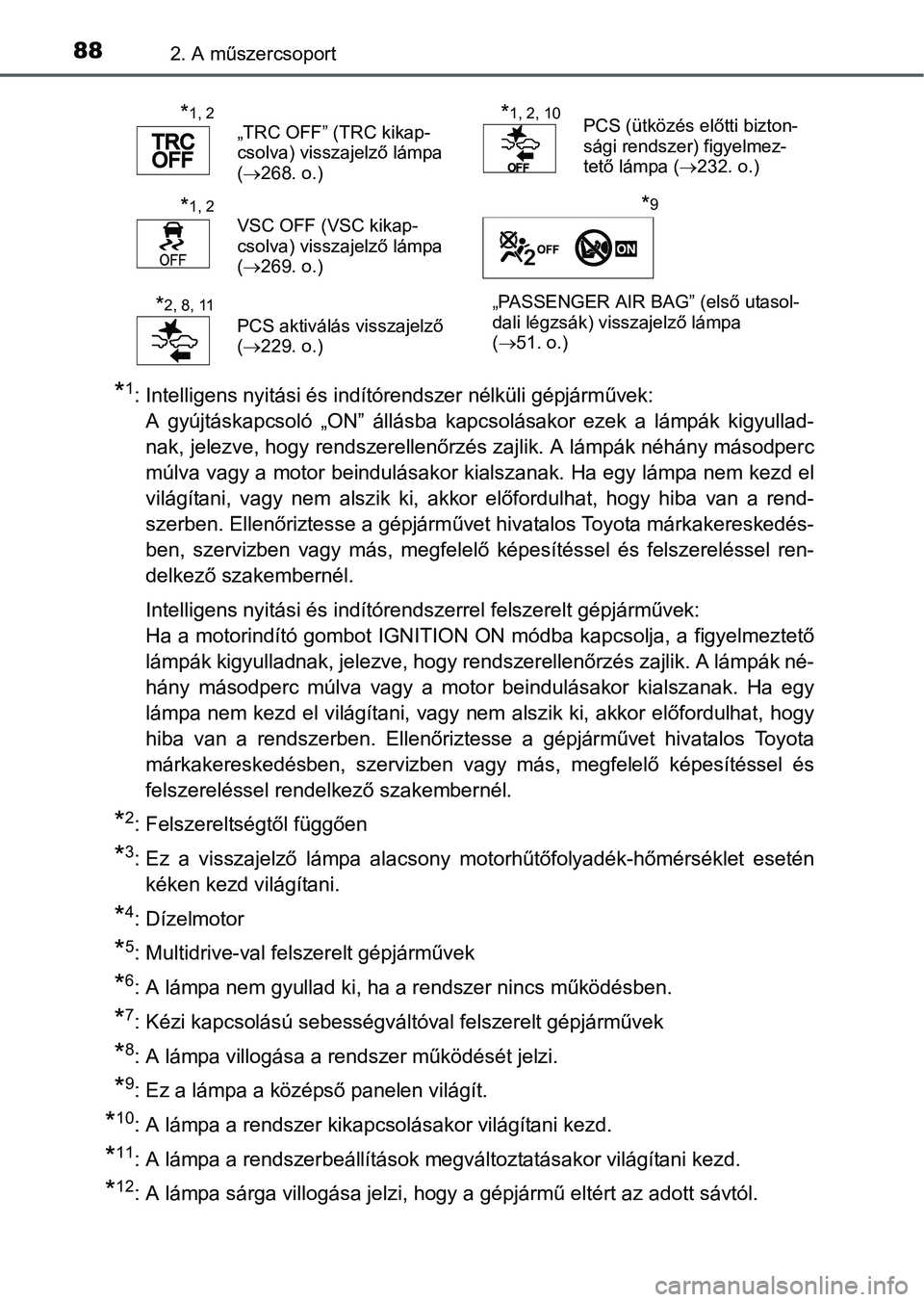 TOYOTA YARIS HATCHBACK 2016 Kezelési útmutató (in Hungarian) 882. A műszercsoport
*1: Intelligens nyitási és indítórendszer nélküli gépjárművek:
A gyújtáskapcsoló „ON” állásba kapcsolásakor ezek a lámpák kigyullad-
nak, jelezve, hogy rend TOYOTA YARIS HATCHBACK 2016 Kezelési útmutató (in Hungarian) 882. A műszercsoport
*1: Intelligens nyitási és indítórendszer nélküli gépjárművek:
A gyújtáskapcsoló „ON” állásba kapcsolásakor ezek a lámpák kigyullad-
nak, jelezve, hogy rend
