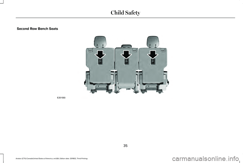 LINCOLN AVIATOR 2020 Owners Guide Second Row Bench Seats
35
Aviator (CTV) Canada/United States of America, enUSA, Edition date: 201902, Third-Printing- Child SafetyE251593 LINCOLN AVIATOR 2020 Owners Guide Second Row Bench Seats
35
Aviator (CTV) Canada/United States of America, enUSA, Edition date: 201902, Third-Printing- Child SafetyE251593