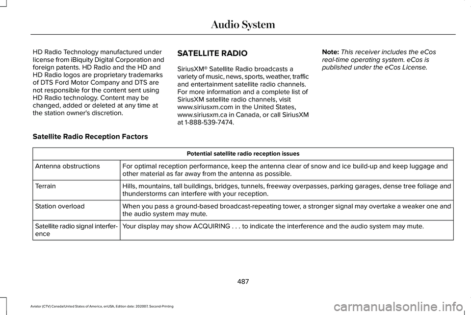 LINCOLN AVIATOR 2021 Repair Manual HD Radio Technology manufactured under
license from iBiquity Digital Corporation and
foreign patents. HD Radio and the HD and
HD Radio logos are proprietary trademarks
of DTS Ford Motor Company and DT LINCOLN AVIATOR 2021 Repair Manual HD Radio Technology manufactured under
license from iBiquity Digital Corporation and
foreign patents. HD Radio and the HD and
HD Radio logos are proprietary trademarks
of DTS Ford Motor Company and DT