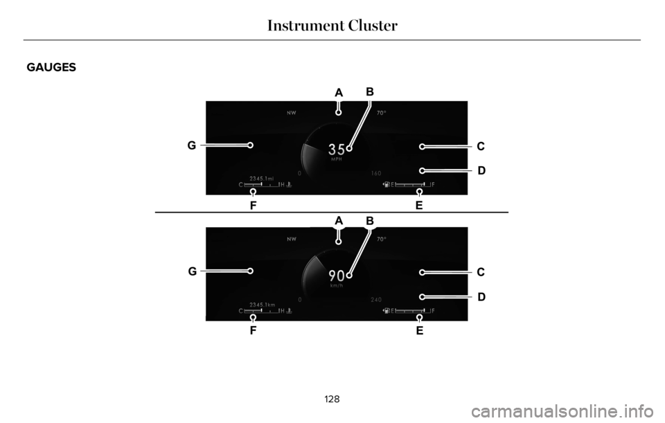 LINCOLN AVIATOR 2023 Owners Manual GAUGES
E307726E307726
128
Instrument Cluster LINCOLN AVIATOR 2023 Owners Manual GAUGES
E307726E307726
128
Instrument Cluster