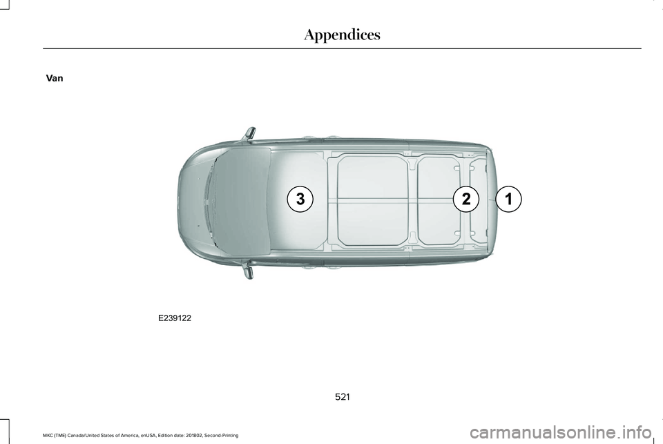 LINCOLN MKC 2019 Owners Manual Van
521
MKC (TME) Canada/United States of America, enUSA, Edition date: 201802, Second-Printing
AppendicesE239122 LINCOLN MKC 2019 Owners Manual Van
521
MKC (TME) Canada/United States of America, enUSA, Edition date: 201802, Second-Printing
AppendicesE239122
