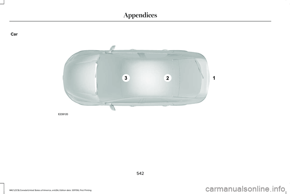 LINCOLN MKZ 2018 Owners Manual Car
542
MKZ (CC9) Canada/United States of America, enUSA, Edition date: 201706, First Printing
AppendicesE239120 LINCOLN MKZ 2018 Owners Manual Car
542
MKZ (CC9) Canada/United States of America, enUSA, Edition date: 201706, First Printing
AppendicesE239120