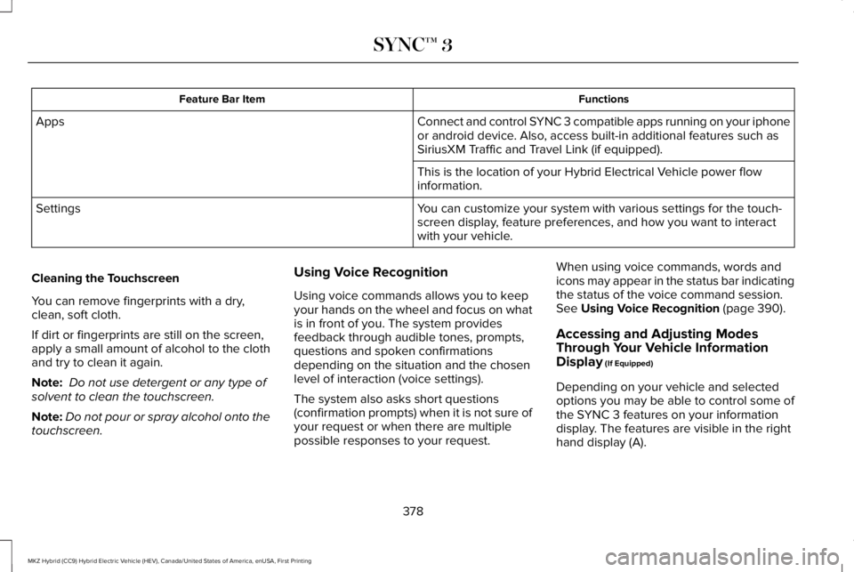LINCOLN MKZ HYBRID 2018 Owners Manual FunctionsFeature Bar Item
Connect and control SYNC 3 compatible apps running on your iphoneor android device. Also, access built-in additional features such asSiriusXM Traffic and Travel Link (if equi LINCOLN MKZ HYBRID 2018 Owners Manual FunctionsFeature Bar Item
Connect and control SYNC 3 compatible apps running on your iphoneor android device. Also, access built-in additional features such asSiriusXM Traffic and Travel Link (if equi