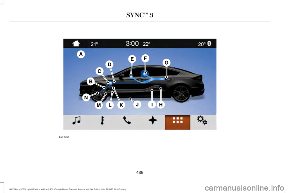 LINCOLN MKZ HYBRID 2019 Owners Manual 436
MKZ Hybrid (CC9) Hybrid Electric Vehicle (HEV), Canada/United States of America, enUSA, Edition date: 201805, First-Printing
SYNC™ 3E241957 LINCOLN MKZ HYBRID 2019 Owners Manual 436
MKZ Hybrid (CC9) Hybrid Electric Vehicle (HEV), Canada/United States of America, enUSA, Edition date: 201805, First-Printing
SYNC™ 3E241957