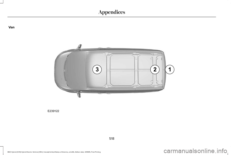 LINCOLN MKZ HYBRID 2019 Owners Manual Van
518
MKZ Hybrid (CC9) Hybrid Electric Vehicle (HEV), Canada/United States of America, enUSA, Edition date: 201805, First-Printing
AppendicesE239122 LINCOLN MKZ HYBRID 2019 Owners Manual Van
518
MKZ Hybrid (CC9) Hybrid Electric Vehicle (HEV), Canada/United States of America, enUSA, Edition date: 201805, First-Printing
AppendicesE239122