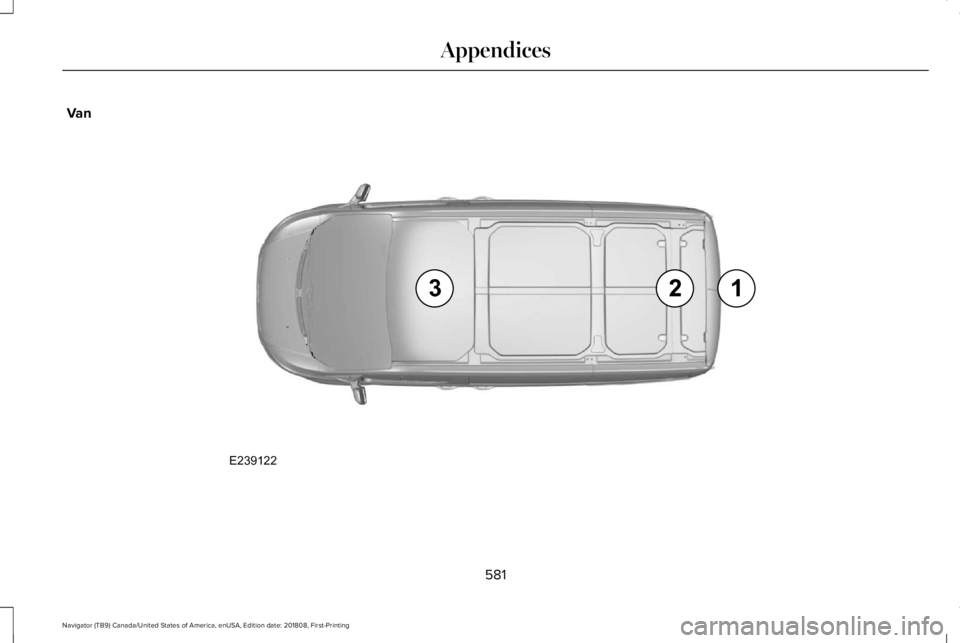 LINCOLN NAVIGATOR 2019 Owners Manual Van
581
Navigator (TB9) Canada/United States of America, enUSA, Edition date: 201808, First-Printing
AppendicesE239122 LINCOLN NAVIGATOR 2019 Owners Manual Van
581
Navigator (TB9) Canada/United States of America, enUSA, Edition date: 201808, First-Printing
AppendicesE239122