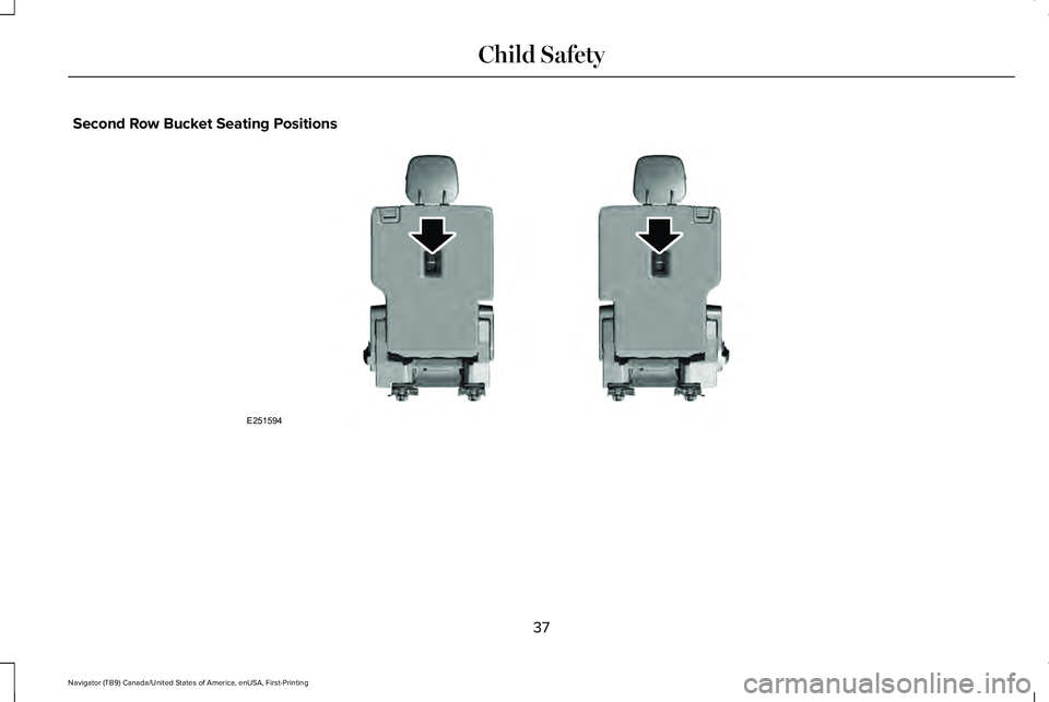 LINCOLN NAVIGATOR 2021 Owners Guide Second Row Bucket Seating Positions
37
Navigator (TB9) Canada/United States of America, enUSA, First-Printing Child SafetyE251594 LINCOLN NAVIGATOR 2021 Owners Guide Second Row Bucket Seating Positions
37
Navigator (TB9) Canada/United States of America, enUSA, First-Printing Child SafetyE251594