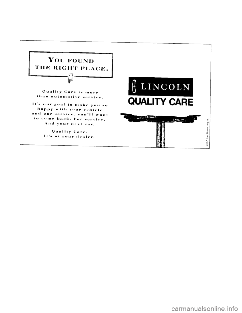 LINCOLN CONTINENTAL 1996  Customer Assistance Guide 