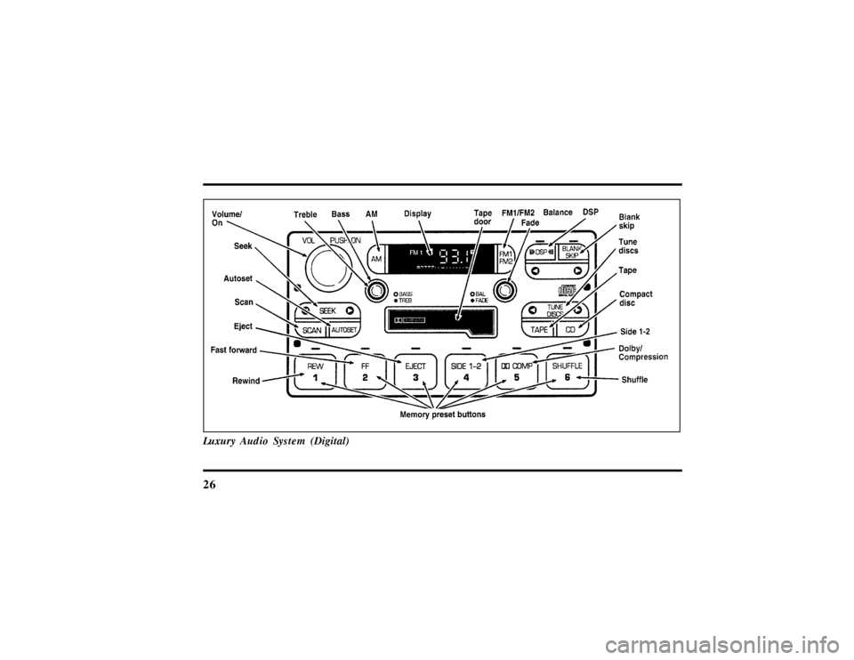 LINCOLN CONTINENTAL 1997 Owners Manual 26Luxury Audio System (Digital)
File:04fnasc.ex
Update:Mon Jun 17 14:15:17 1996 