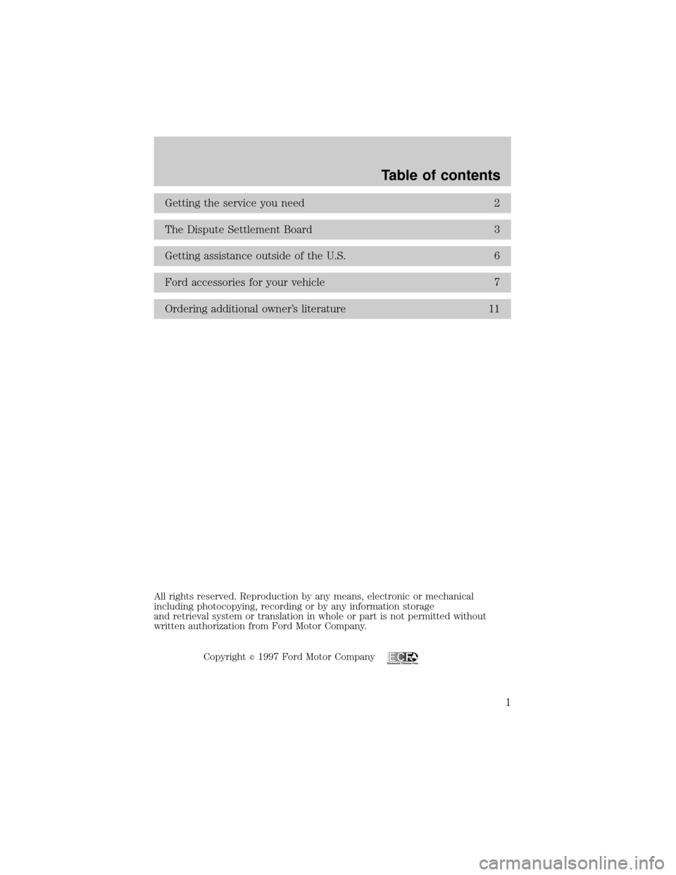 LINCOLN CONTINENTAL 1998  Customer Assistance Guide 