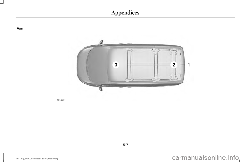 LINCOLN MKT 2018  Owners Manual Van
517
MKT (TP4) , enUSA, Edition date: 201703, First Printing AppendicesE239122  