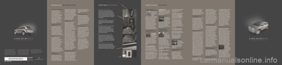 LINCOLN MKX 2008  Quick Reference Guide 