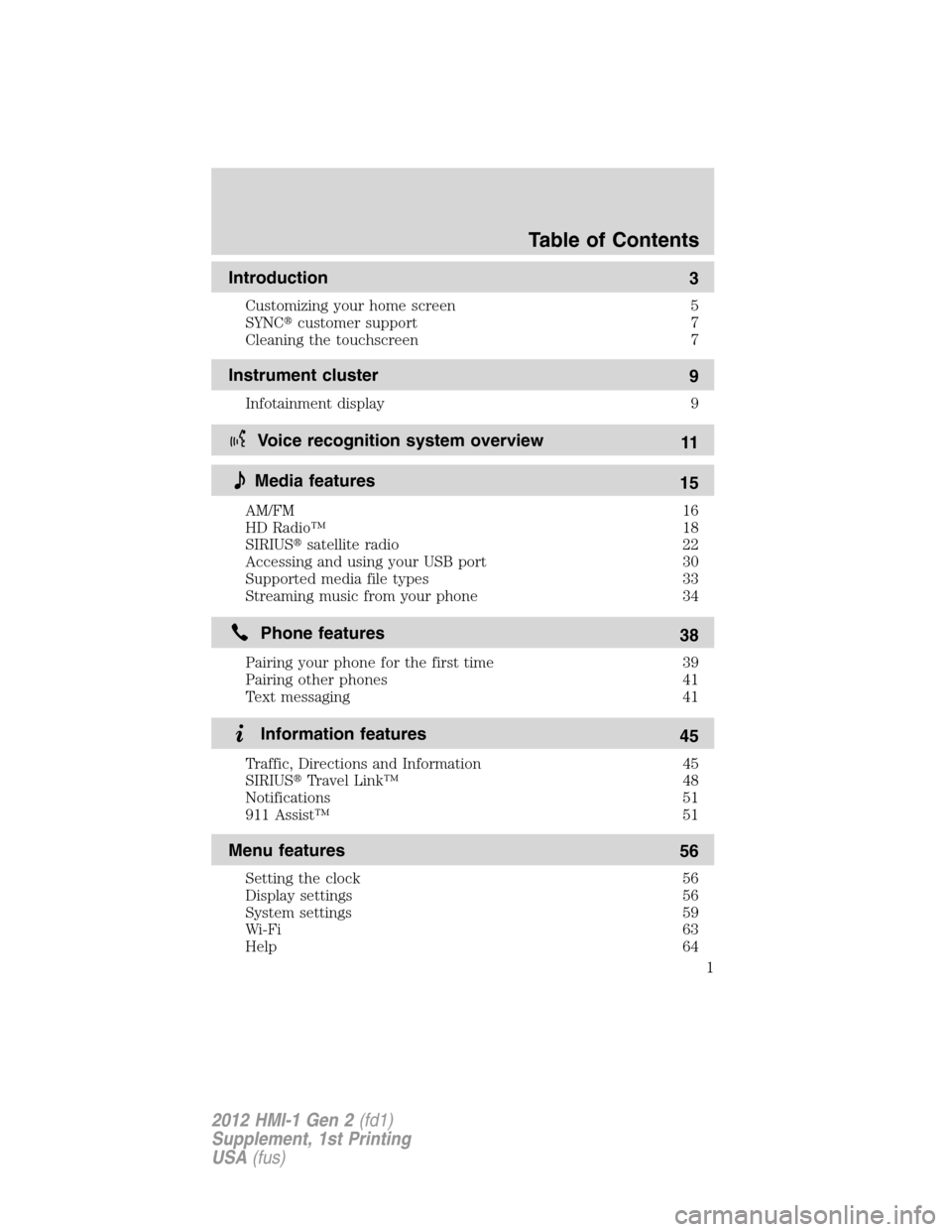 LINCOLN MKX 2012  My Lincoln Touch Manual 