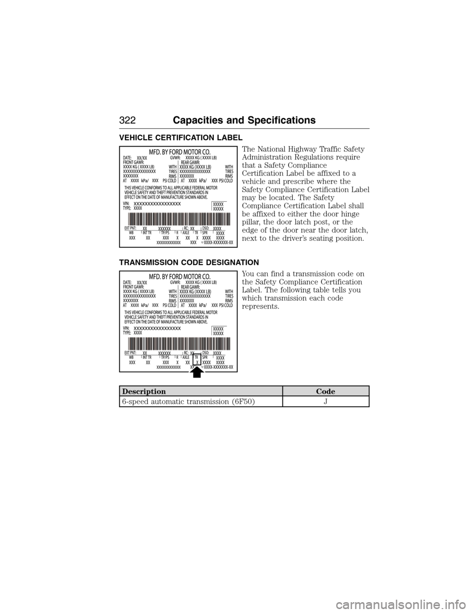 LINCOLN MKX 2015 Owners Manual VEHICLE CERTIFICATION LABEL
The National Highway Traffic Safety
Administration Regulations require
that a Safety Compliance
Certification Label be affixed to a
vehicle and prescribe where the
Safety C LINCOLN MKX 2015 Owners Manual VEHICLE CERTIFICATION LABEL
The National Highway Traffic Safety
Administration Regulations require
that a Safety Compliance
Certification Label be affixed to a
vehicle and prescribe where the
Safety C
