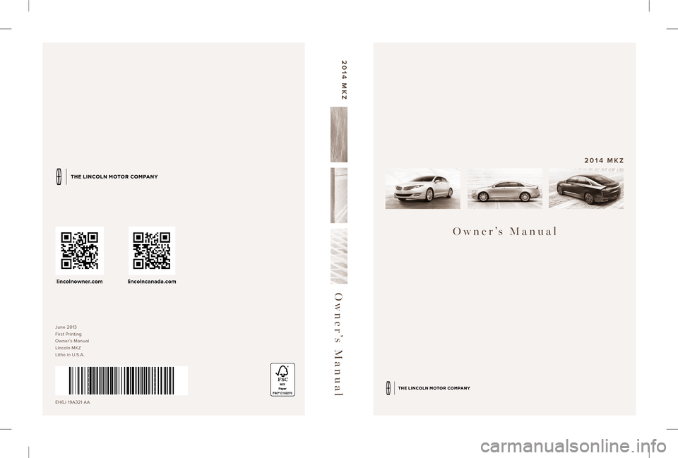 LINCOLN MKZ 2014  Owners Manual 