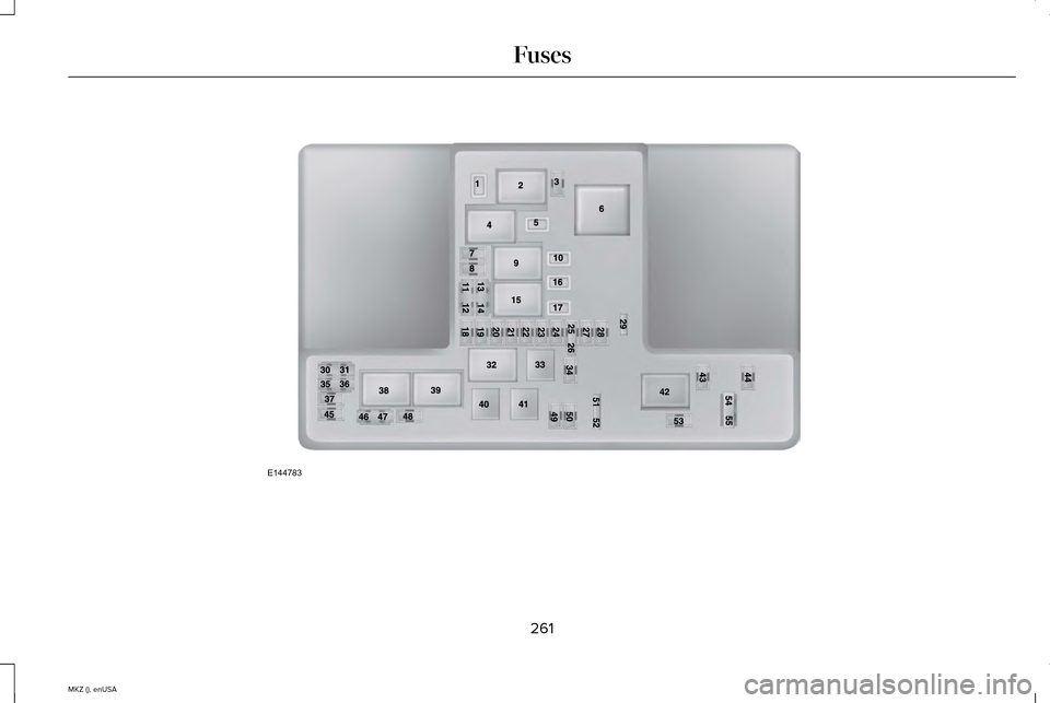 LINCOLN MKZ 2015  Owners Manual 261
MKZ (), enUSA FusesE144783  