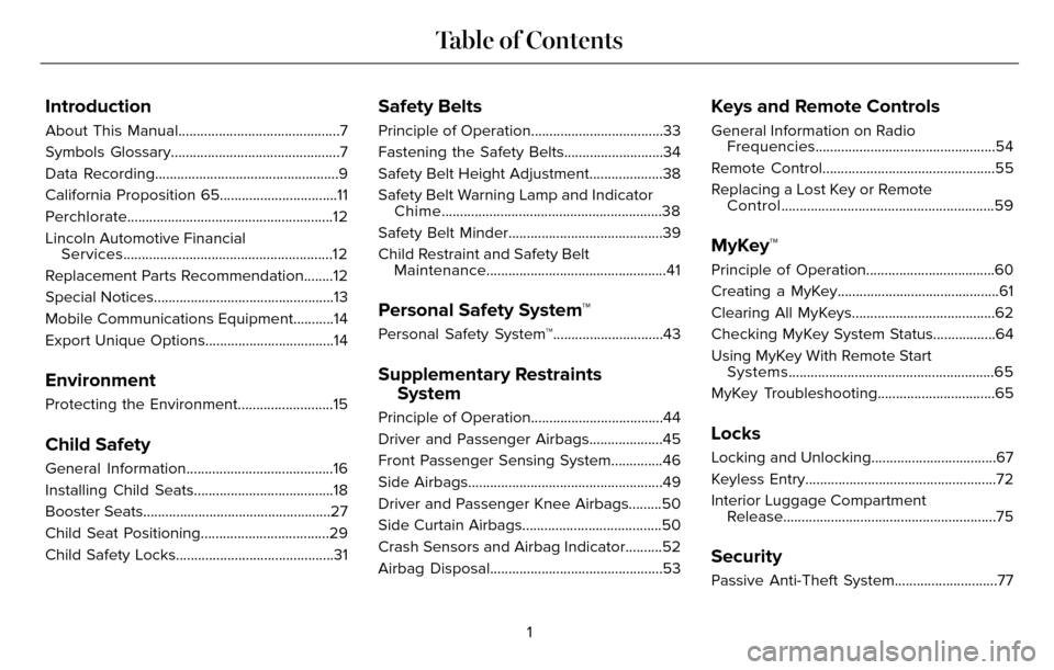 LINCOLN MKZ 2016 Owners Manual Introduction
About This Manual............................................7
Symbols Glossary..............................................7
Data Recording.............................................. LINCOLN MKZ 2016 Owners Manual Introduction
About This Manual............................................7
Symbols Glossary..............................................7
Data Recording..............................................