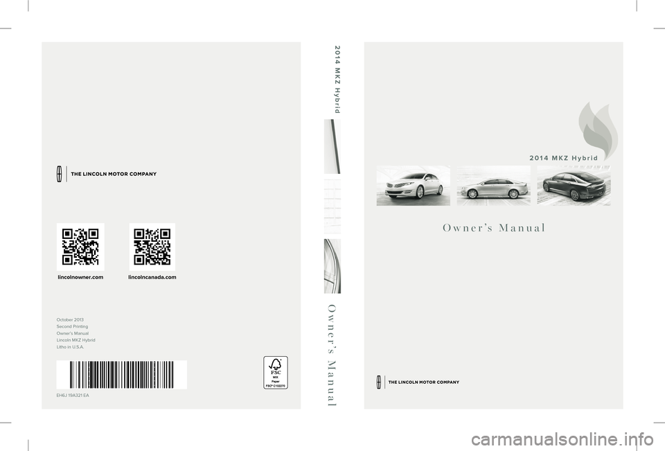LINCOLN MKZ HYBRID 2014  Owners Manual 