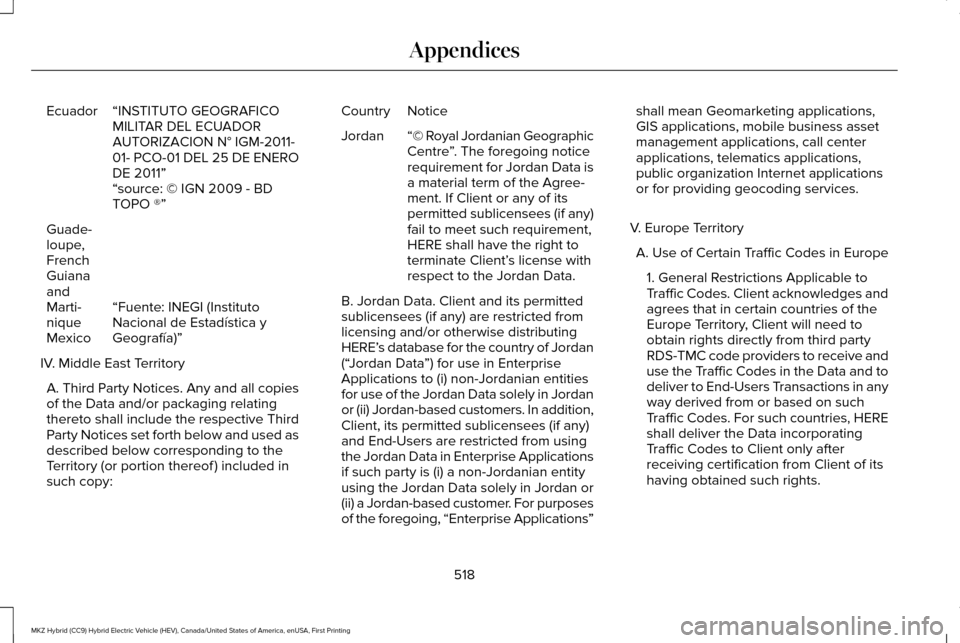LINCOLN MKZ HYBRID 2016 Owners Manual “INSTITUTO GEOGRAFICO
MILITAR DEL ECUADOR
AUTORIZACION N° IGM-2011-
01- PCO-01 DEL 25 DE ENERO
DE 2011”
Ecuador
“source: © IGN 2009 - BD
TOPO ®”
“Fuente: INEGI (Instituto
Nacional de Esta LINCOLN MKZ HYBRID 2016 Owners Manual “INSTITUTO GEOGRAFICO
MILITAR DEL ECUADOR
AUTORIZACION N° IGM-2011-
01- PCO-01 DEL 25 DE ENERO
DE 2011”
Ecuador
“source: © IGN 2009 - BD
TOPO ®”
“Fuente: INEGI (Instituto
Nacional de Esta