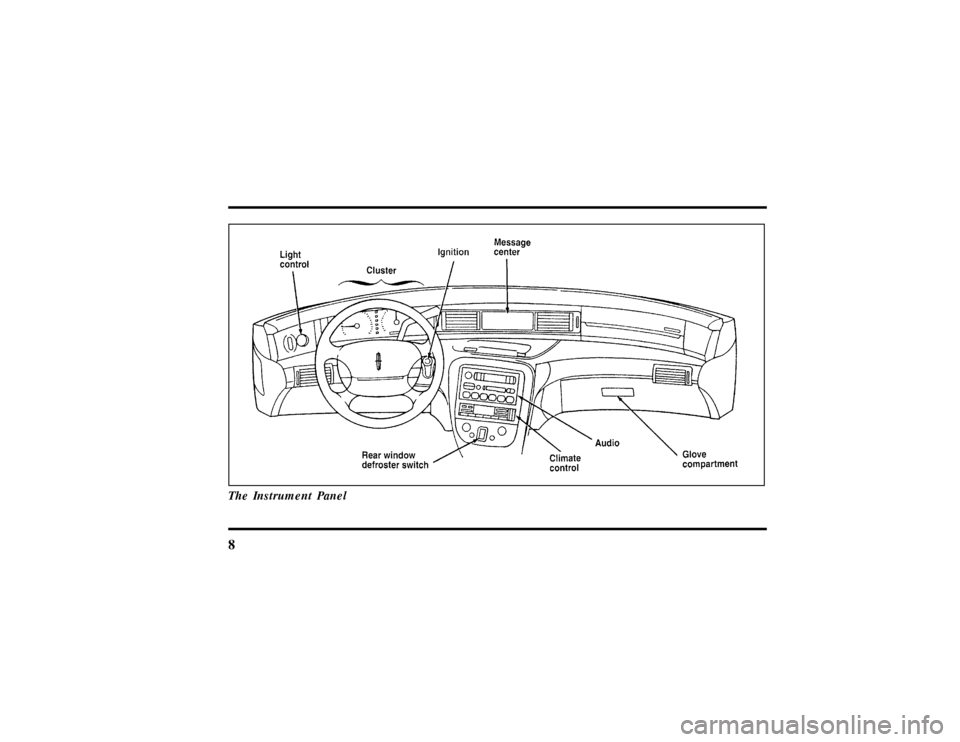 LINCOLN MARK VIII 1997 User Guide 8The Instrument Panel
File:03fnis8.ex
Update:Thu Jun 27 10:00:37 1996 