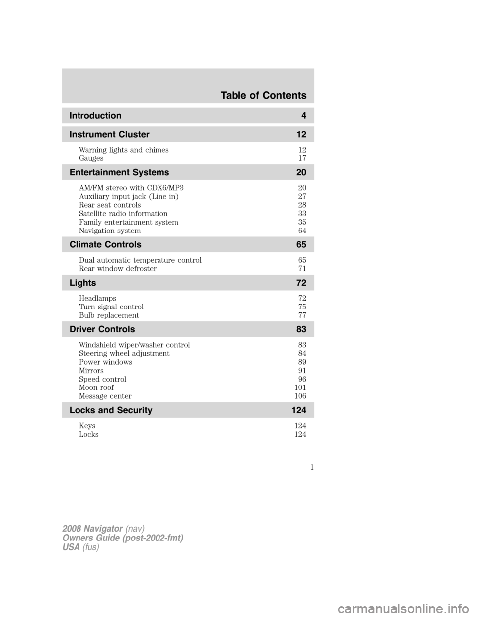 LINCOLN NAVIGATOR 2008  Owners Manual 