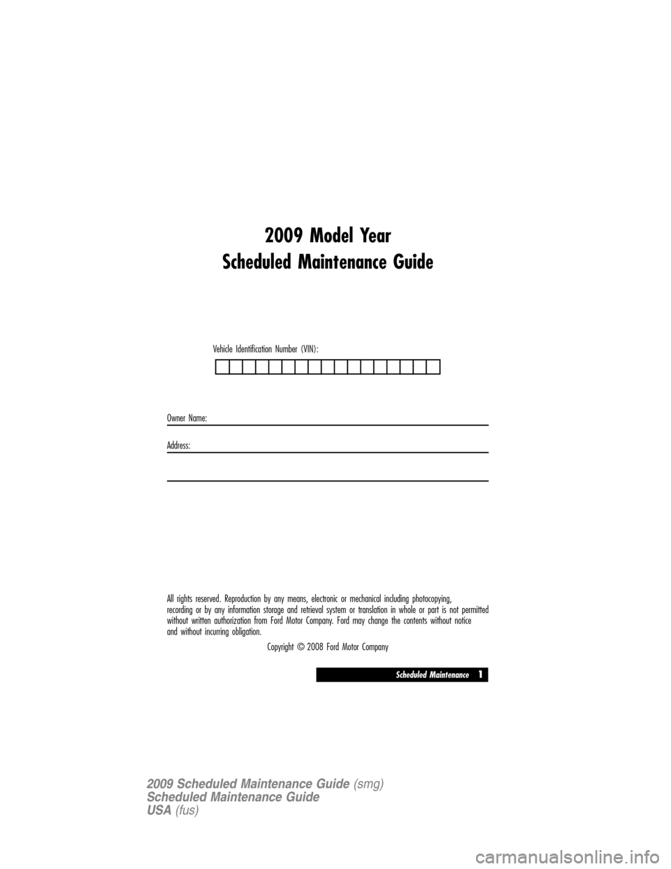 LINCOLN NAVIGATOR 2009  Scheduled Maintenance Guide 