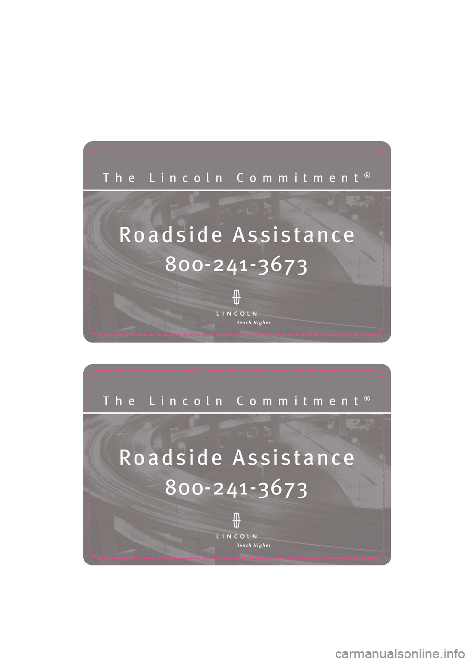 LINCOLN NAVIGATOR 2010  Roadside Assistance Card 