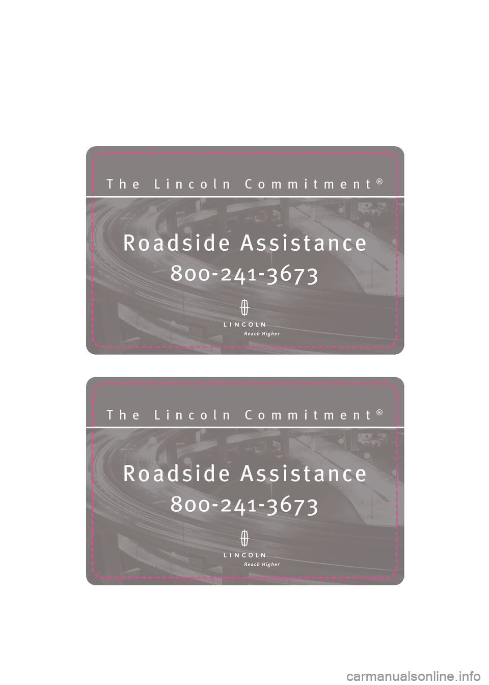 LINCOLN NAVIGATOR 2010 Roadside Assistance Card LINCOLN NAVIGATOR 2010 Roadside Assistance Card