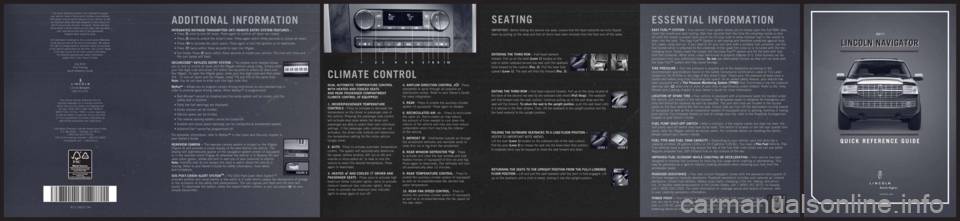 LINCOLN NAVIGATOR 2011 Quick Reference Guide LINCOLN NAVIGATOR 2011 Quick Reference Guide