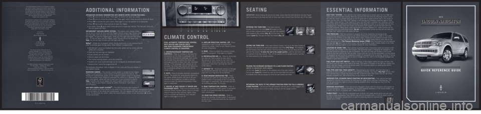 LINCOLN NAVIGATOR 2012 Quick Reference Guide LINCOLN NAVIGATOR 2012 Quick Reference Guide