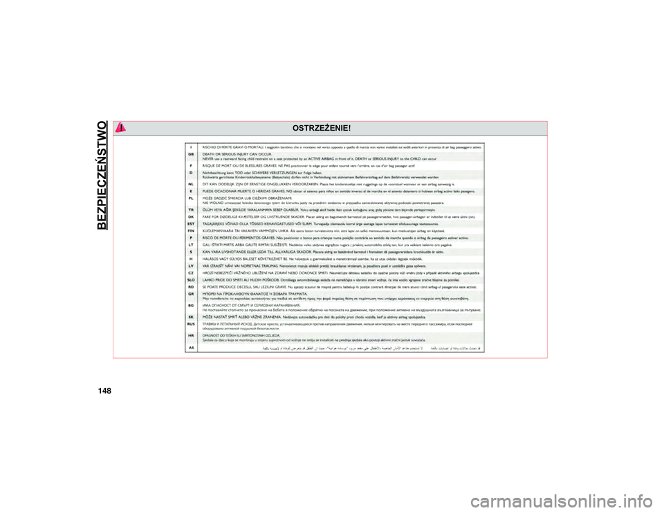 JEEP WRANGLER UNLIMITED 2021  Instrukcja obsługi (in Polish) BEZPIECZEŃSTWO
148
 OSTRZEŻENIE!
2020_JEEP_JL_WRANGLER_UG_LHD_EE.book  Page 148   