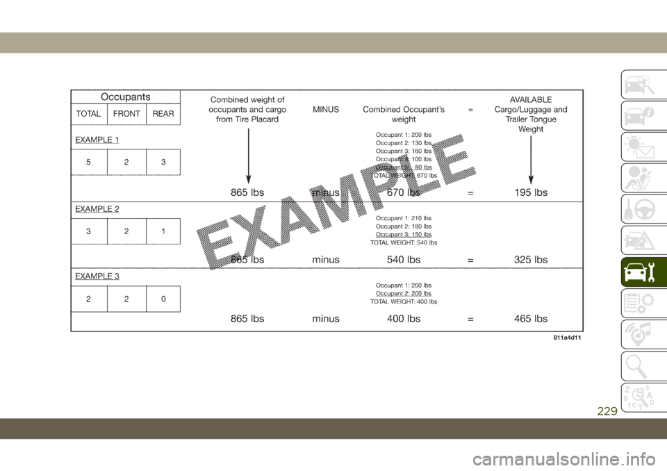 JEEP WRANGLER 2DOORS 2019 Owner handbook (in English) 229 JEEP WRANGLER 2DOORS 2019 Owner handbook (in English) 229
