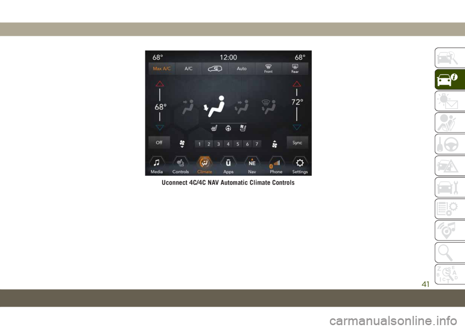 JEEP COMPASS 2019  Owner handbook (in English) Uconnect 4C/4C NAV Automatic Climate Controls
41 