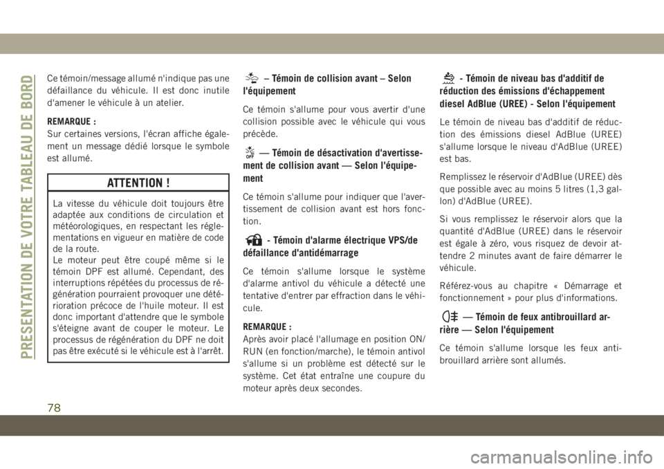 JEEP COMPASS 2019 Notice dentretien (in French) Ce témoin/message allumé n'indique pas une
défaillance du véhicule. Il est donc inutile
d'amener le véhicule à un atelier.
REMARQUE :
Sur certaines versions, l'écran affiche égale- JEEP COMPASS 2019 Notice dentretien (in French) Ce témoin/message allumé n'indique pas une
défaillance du véhicule. Il est donc inutile
d'amener le véhicule à un atelier.
REMARQUE :
Sur certaines versions, l'écran affiche égale-